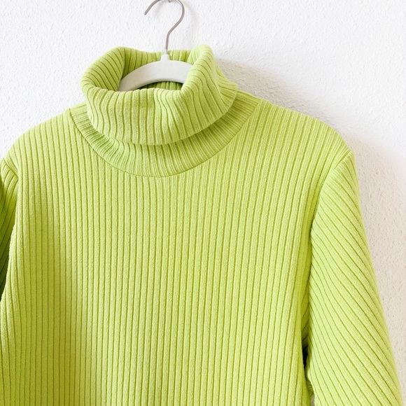 Ilana Kohn 100% Cotton Green Ribbed Turtleneck Midi Dress Size 3 / Large - Picture 4 of 8